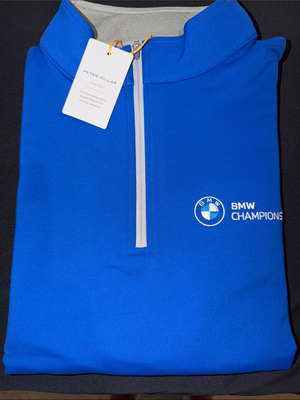 Peter Millar BMW Champions Cobalt Blue Quarter-Zip Pullover L